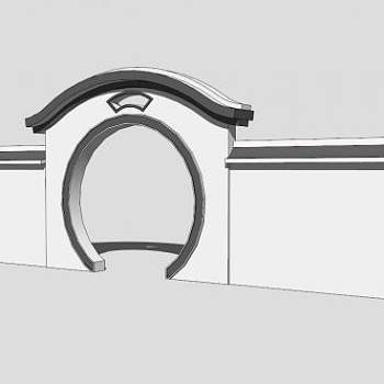 新中式古代古典景墙SKP模型下载_sketchup草图大师SKP模型