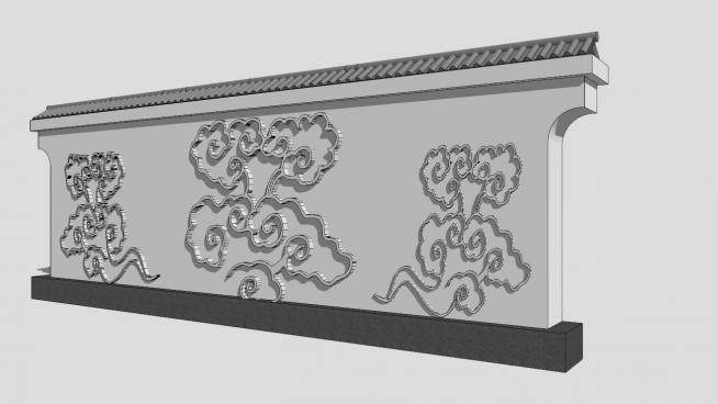 中式古风景墙设计SU模型下载_sketchup草图大师SKP模型