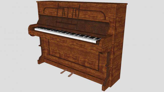 老旧的木钢琴SU模型下载_sketchup草图大师SKP模型