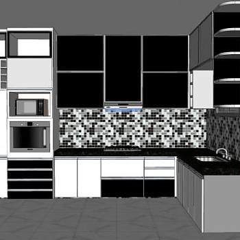 现代厨房橱柜厨具SU模型下载_sketchup草图大师SKP模型