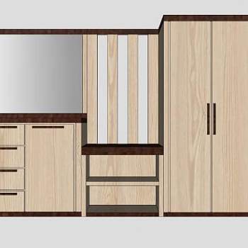 衣柜梳妆台一体柜家具SU模型下载_sketchup草图大师SKP模型