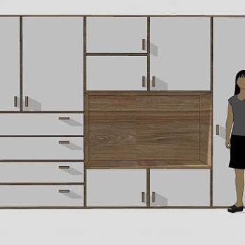 木质组合衣柜SU模型下载_sketchup草图大师SKP模型