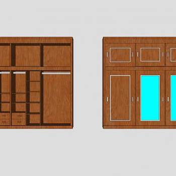 木材质的衣柜SU模型下载_sketchup草图大师SKP模型