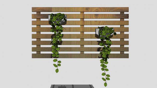 绿墙花架和小木片装饰SU模型下载_sketchup草图大师SKP模型