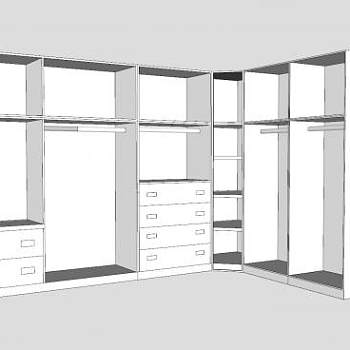 衣橱衣柜衣帽间柜子SU模型下载_sketchup草图大师SKP模型