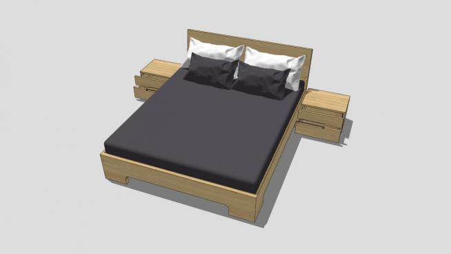 北欧卧室床SU模型下载_sketchup草图大师SKP模型