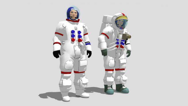 两个宇航员SU模型下载_sketchup草图大师SKP模型