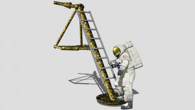 3D着陆的宇航员人物SU模型下载_sketchup草图大师SKP模型