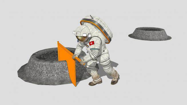 登月的宇航员SU模型下载_sketchup草图大师SKP模型