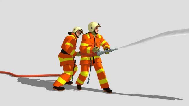 两个消防员SU模型下载_sketchup草图大师SKP模型