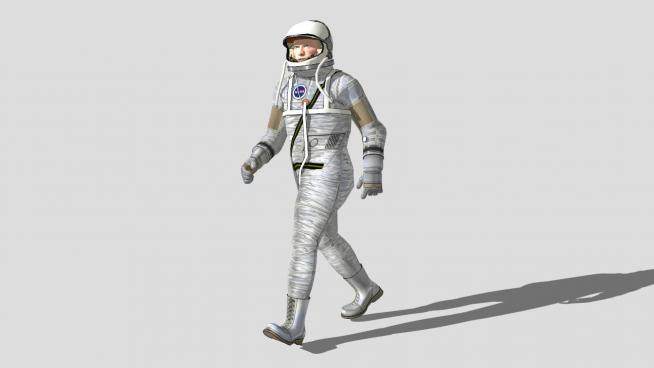 一个走路银色衣服的宇航员SU模型下载_sketchup草图大师SKP模型