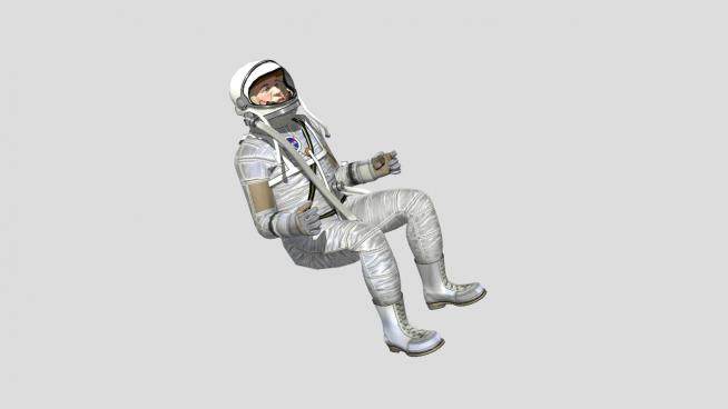 坐着的银色宇航员SU模型下载_sketchup草图大师SKP模型