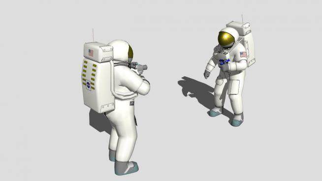 两个对峙的宇航员SU模型下载_sketchup草图大师SKP模型
