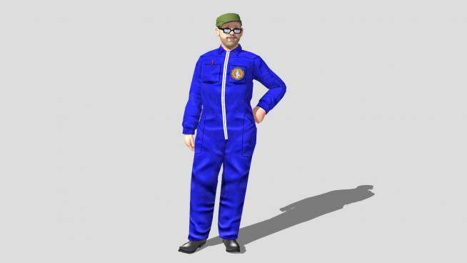 一个站着的蓝衣男人SU模型下载_sketchup草图大师SKP模型