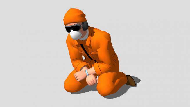 橙色衣服的工人SU模型下载_sketchup草图大师SKP模型
