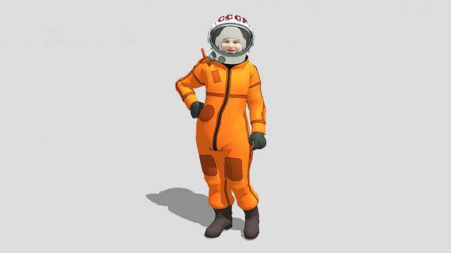 橙色衣服太空人SU模型下载_sketchup草图大师SKP模型