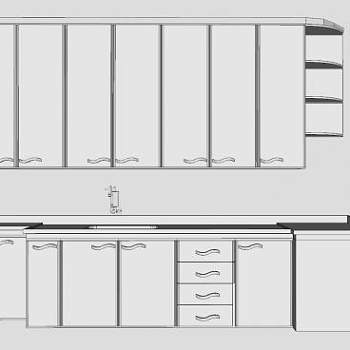 白色厨房橱柜SU模型下载_sketchup草图大师SKP模型