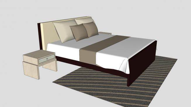 现代家具双人床床铺SKP模型下载_sketchup草图大师SKP模型
