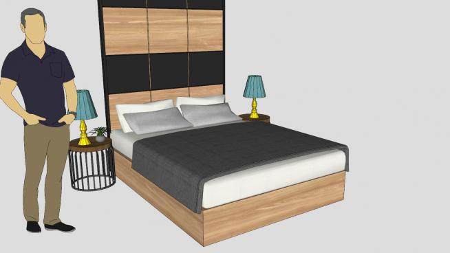 双人床床铺家具SKP模型下载_sketchup草图大师SKP模型