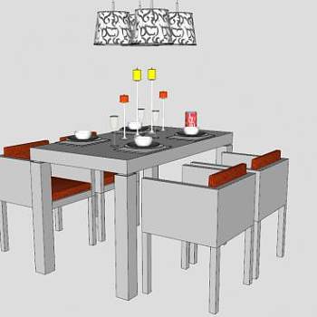 餐桌椅吊灯灯具SU模型下载_sketchup草图大师SKP模型