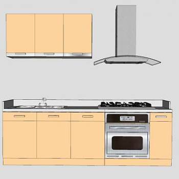 简易小型厨房橱柜吸油烟机SU模型下载_sketchup草图大师SKP模型