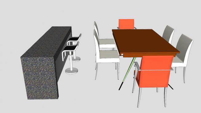 餐厅吧台餐桌椅SU模型下载_sketchup草图大师SKP模型