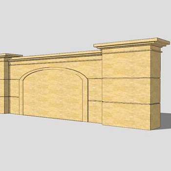 户外欧式风格景墙SU模型下载_sketchup草图大师SKP模型