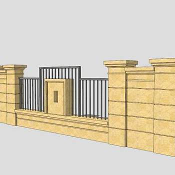 简约欧式风格景观墙SU模型下载_sketchup草图大师SKP模型