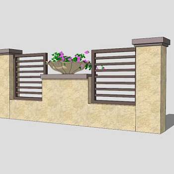 现代简约风格景墙SU模型下载_sketchup草图大师SKP模型