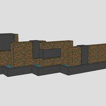 现代景观景墙SKP模型下载_sketchup草图大师SKP模型