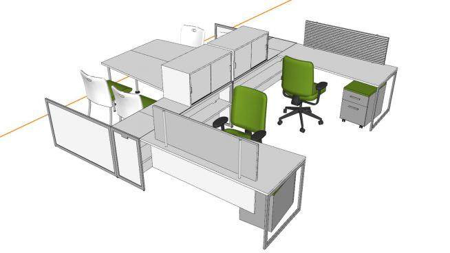 公司办公桌椅办公家具SU模型下载_sketchup草图大师SKP模型