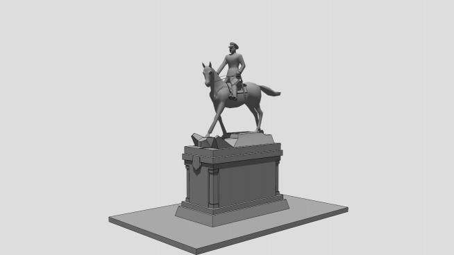 现代将军骑马雕像SU模型下载_sketchup草图大师SKP模型