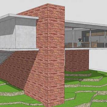 山顶别墅观景楼SU模型下载_sketchup草图大师SKP模型