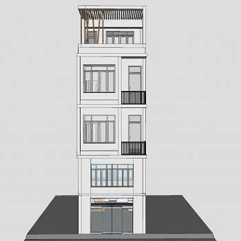 独栋小高层建筑SU模型下载_sketchup草图大师SKP模型