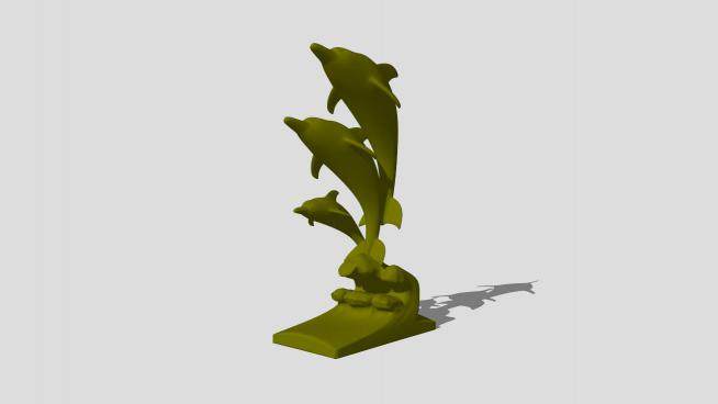三只海豚雕像SU模型下载_sketchup草图大师SKP模型