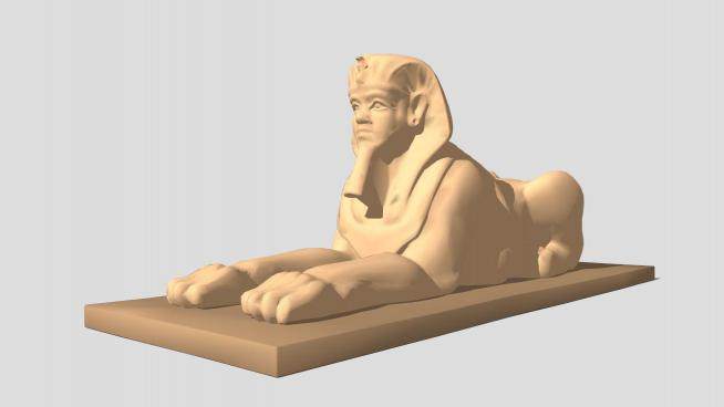 埃及人面狮身像雕像SU模型下载_sketchup草图大师SKP模型