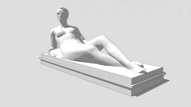 女人躺姿雕像SU模型下载_sketchup草图大师SKP模型