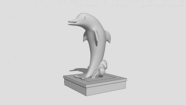 海豚石雕雕塑SU模型下载_sketchup草图大师SKP模型