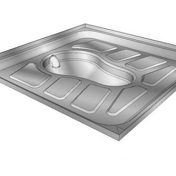 不锈钢蹲式蹲便池厕所SU模型下载_sketchup草图大师SKP模型