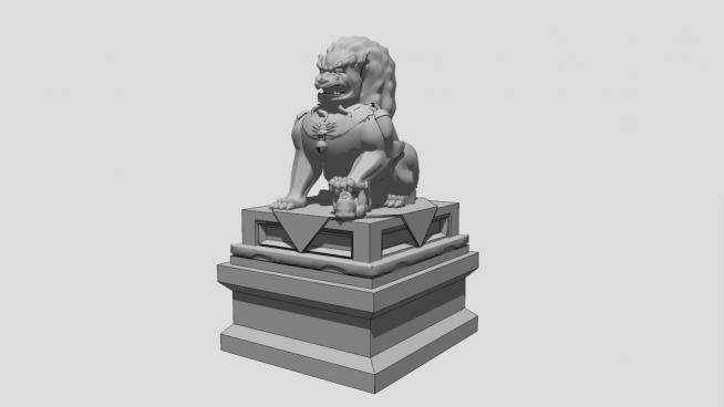 石狮雕塑雕像SU模型下载_sketchup草图大师SKP模型