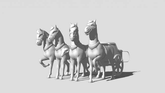 拉马车的马雕塑SU模型下载_sketchup草图大师SKP模型