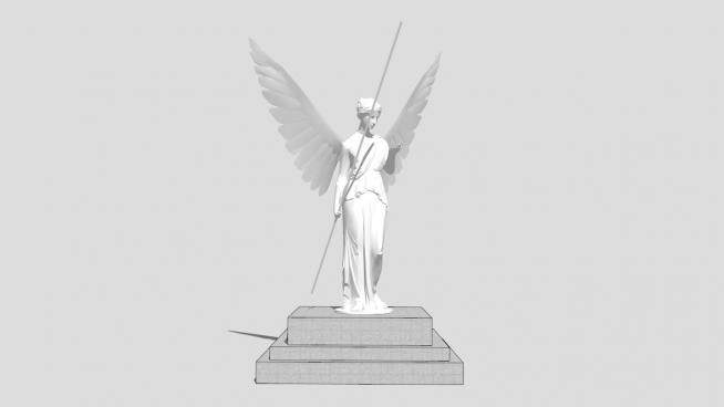 女性天使石雕雕像SU模型下载_sketchup草图大师SKP模型