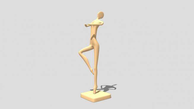 抽象芭蕾舞舞者雕塑SU模型下载_sketchup草图大师SKP模型