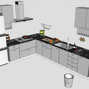 完整厨房道具SU模型下载_sketchup草图大师SKP模型