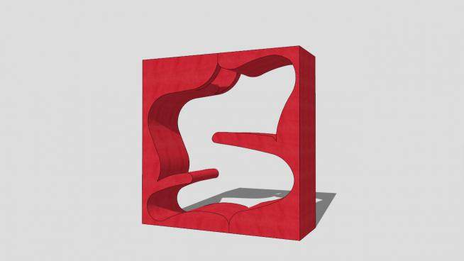 红色方块创意雕塑SU模型下载_sketchup草图大师SKP模型