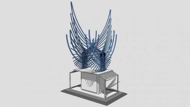 抽象翅膀雕塑SU模型下载_sketchup草图大师SKP模型
