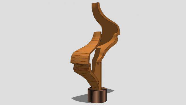 木质曲线LOGO雕塑SU模型下载_sketchup草图大师SKP模型