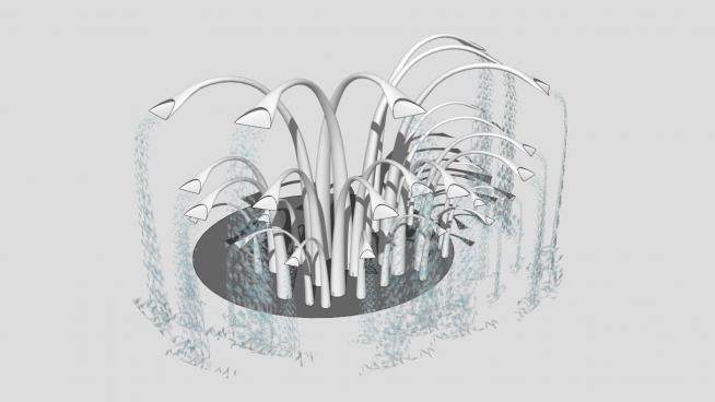 曲线组合喷泉雕塑SU模型下载_sketchup草图大师SKP模型