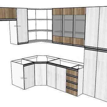 简单的厨房橱柜订制SU模型下载_sketchup草图大师SKP模型