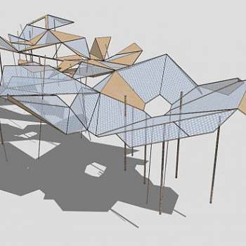 艺术玻璃廊架雕塑SU模型下载_sketchup草图大师SKP模型